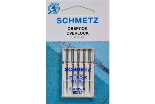 Иглы Schmetz для оверлока ELx705 CF №80, 5 шт в Азнакаево