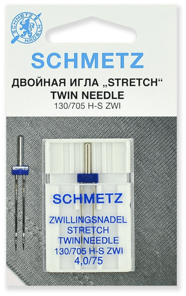 Иглы Schmetz стрейч двойные 130/705 H-S ZWI 4,0/75, 1 шт в Азнакаево